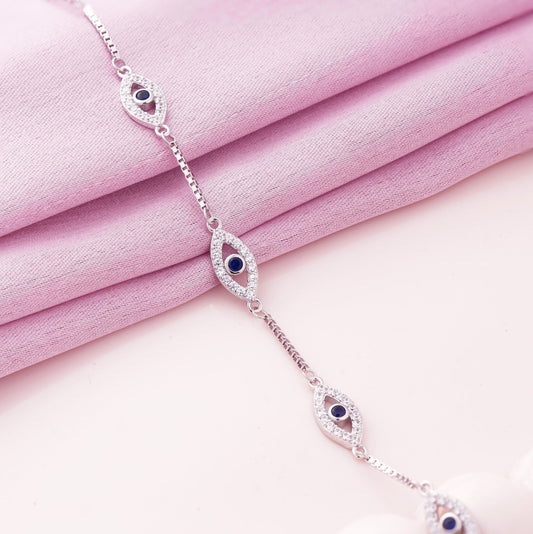 Italian Evil Eye Rhodium Bracelet