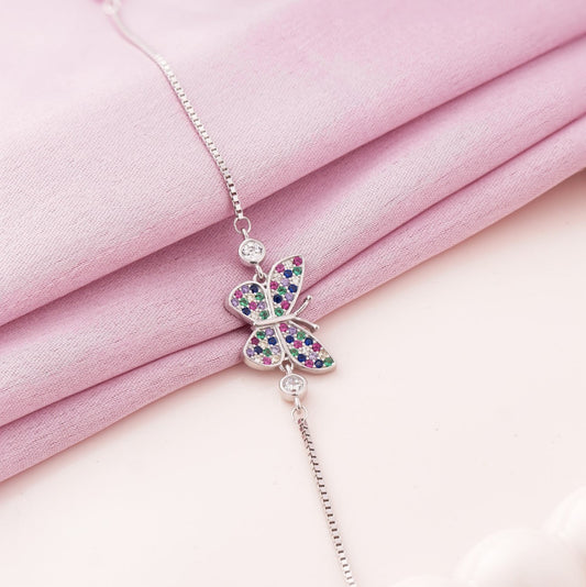 Bling Butterfly Rhodium Bracelet