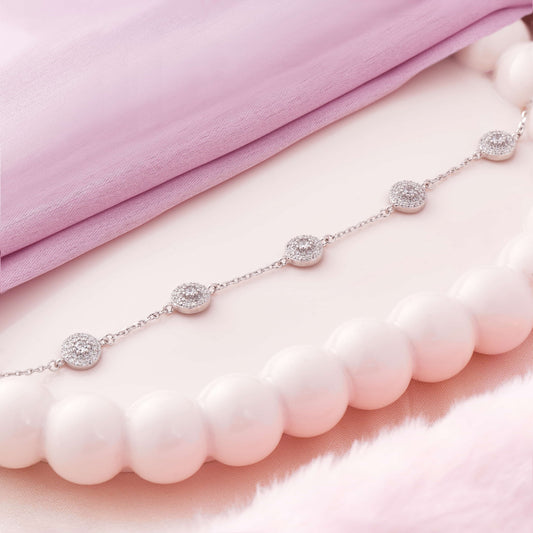 Diamond Balls Rhodium Bracelet