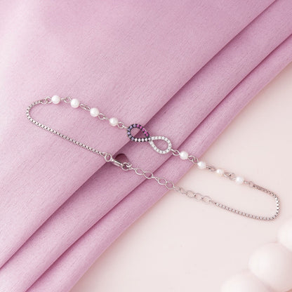 Colourful Infinity Diamonds with Pearl Rhodium Bracelet