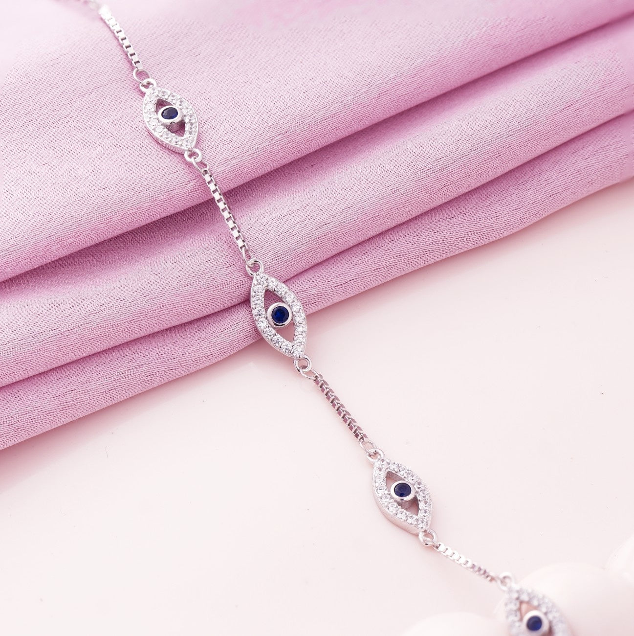 Italian Evil Eye Rhodium Bracelet