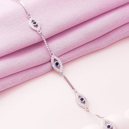 Italian Evil Eye Rhodium Bracelet