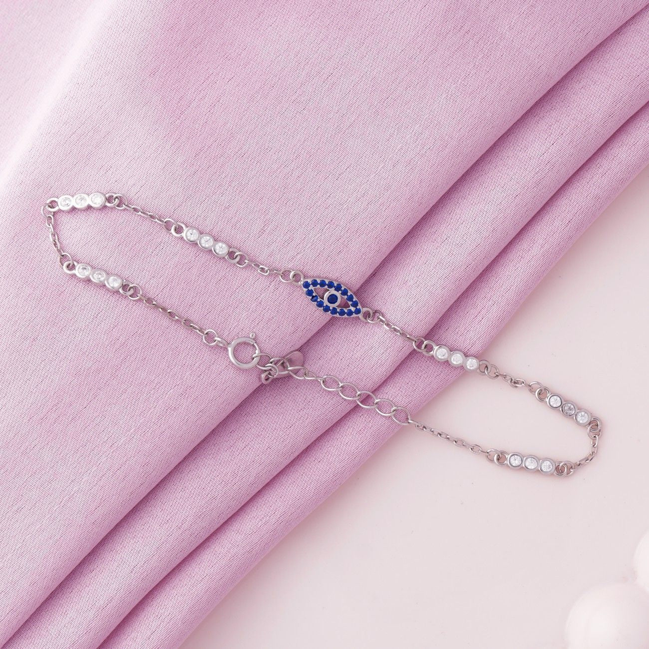 Turkish Evil Eye Rhodium Bracelet