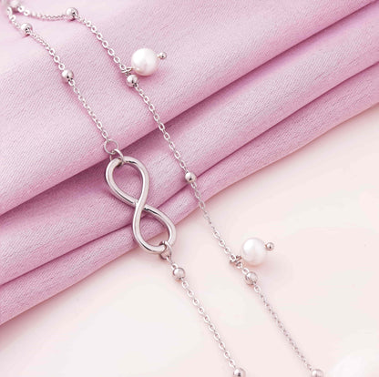 Infinity Pearl Rhodium Bracelet