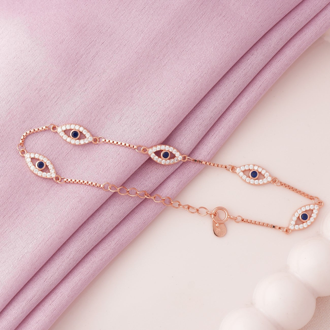 Italian Evil Eye Rose Gold Bracelet