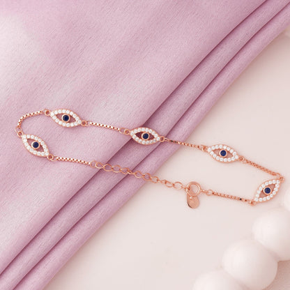 Italian Evil Eye Rose Gold Bracelet