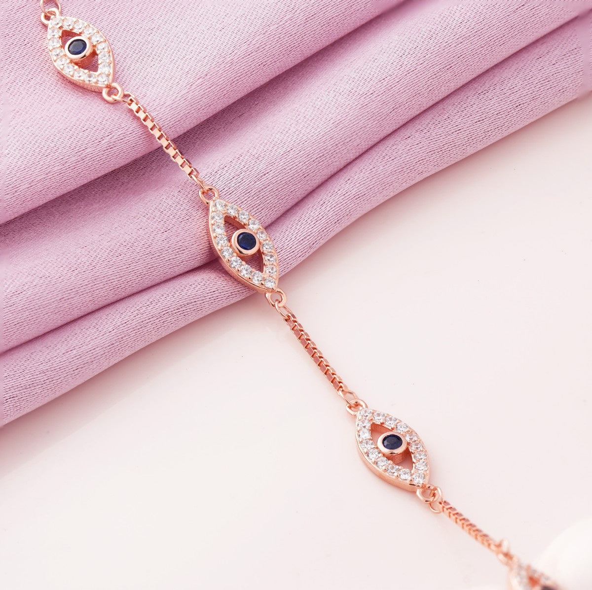 Italian Evil Eye Rose Gold Bracelet