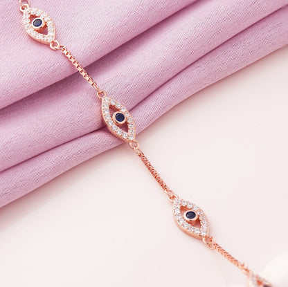 Italian Evil Eye Rose Gold Bracelet