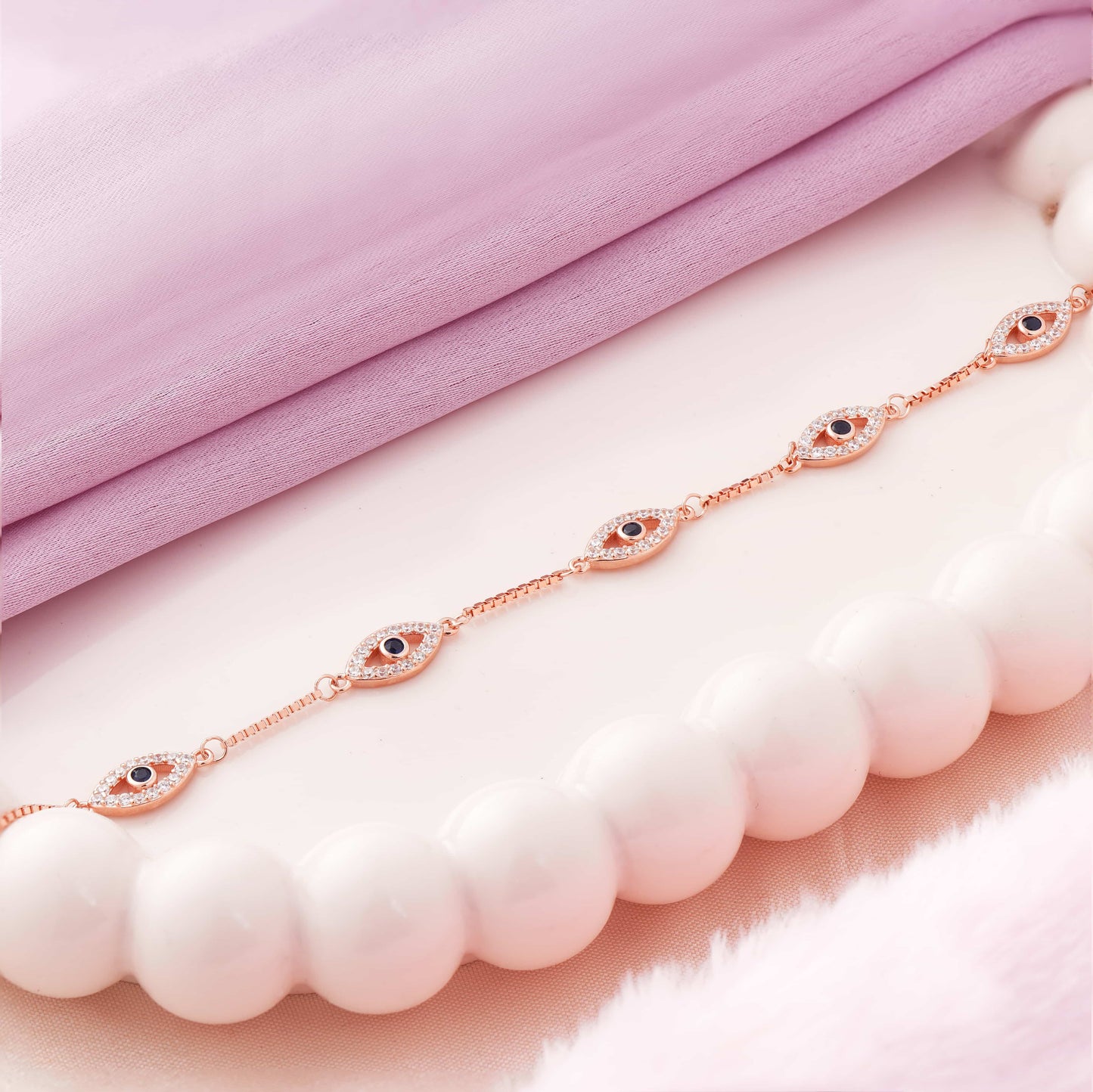 Italian Evil Eye Rose Gold Bracelet