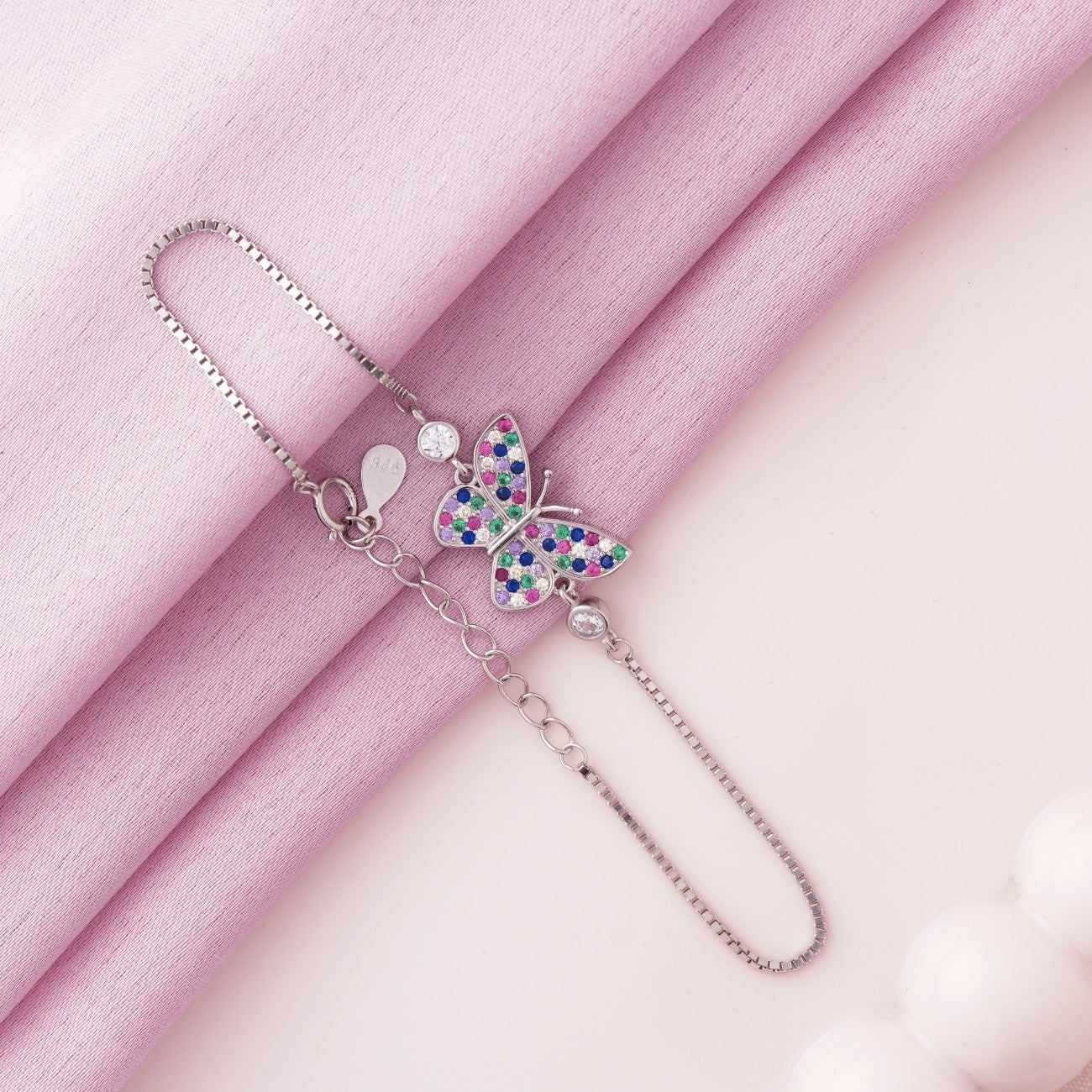 Bling Butterfly Rhodium Bracelet