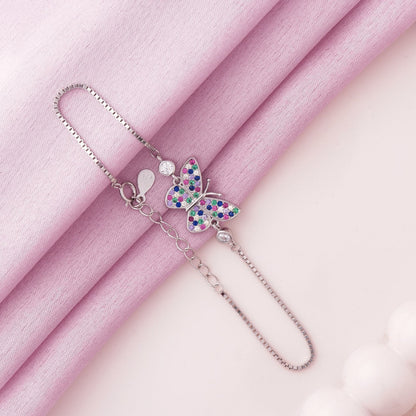 Bling Butterfly Rhodium Bracelet