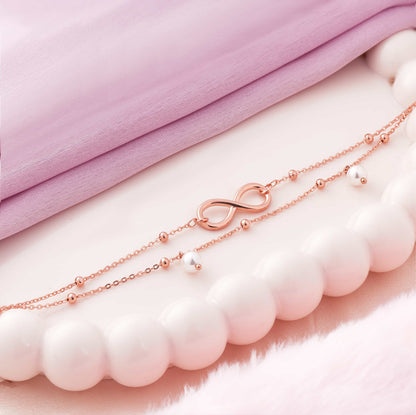 Infinity Pearl Rose Gold Bracelet