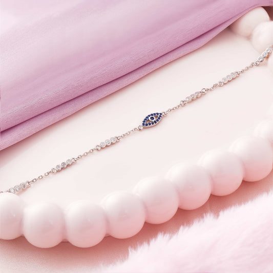 Turkish Evil Eye Rhodium Bracelet