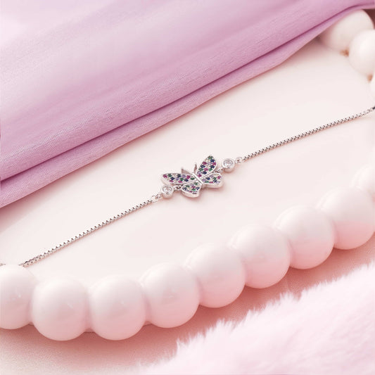 Bling Butterfly Rhodium Bracelet