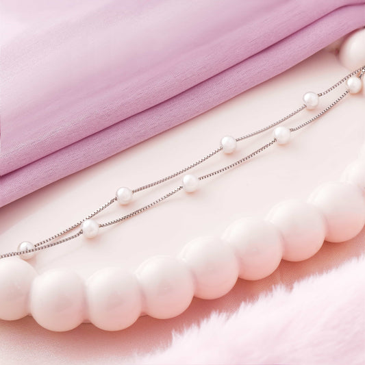Dual Line Pearl Rhodium Bracelet