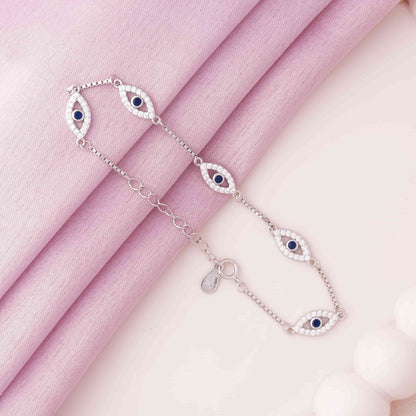 Italian Evil Eye Rhodium Bracelet