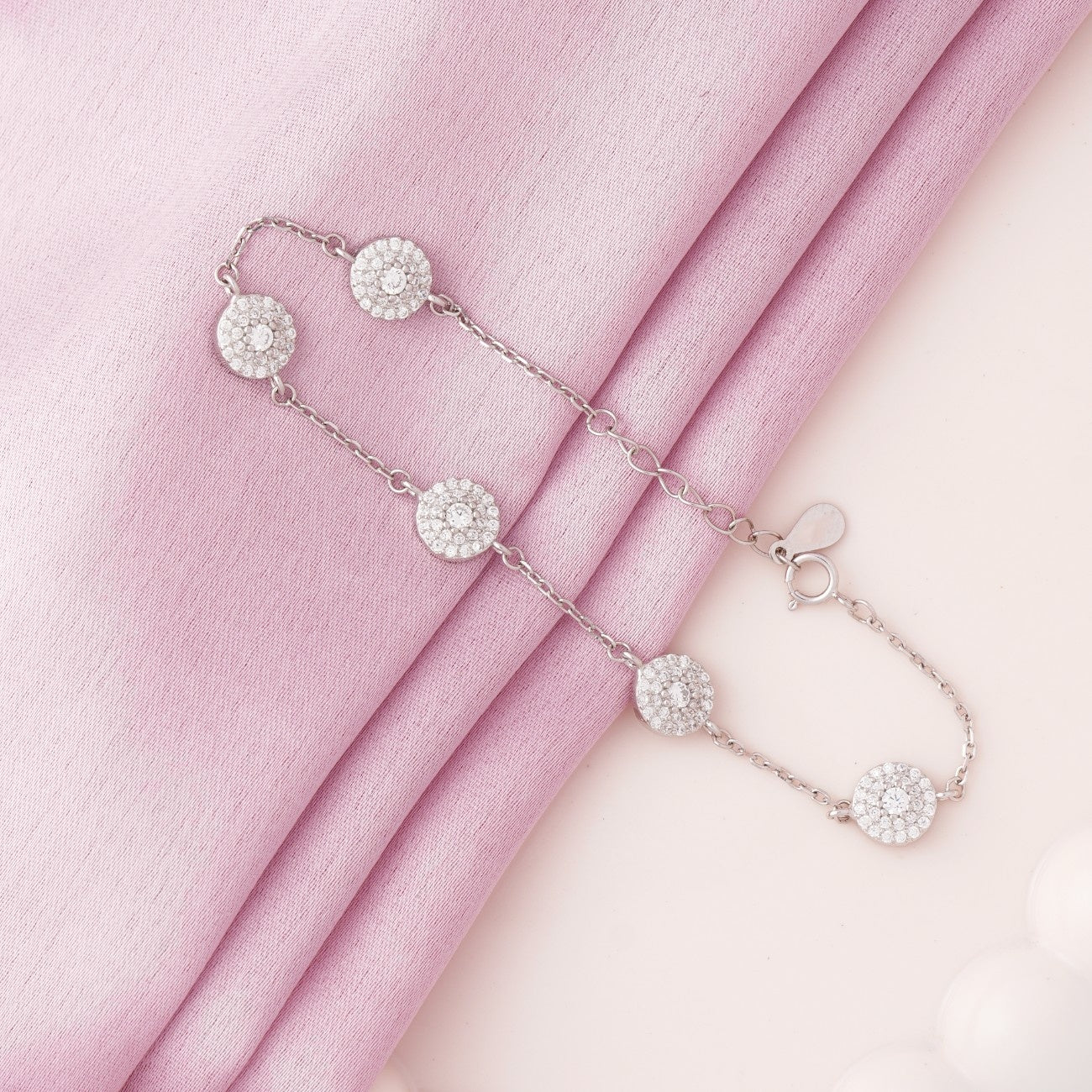 Diamond Balls Rhodium Bracelet