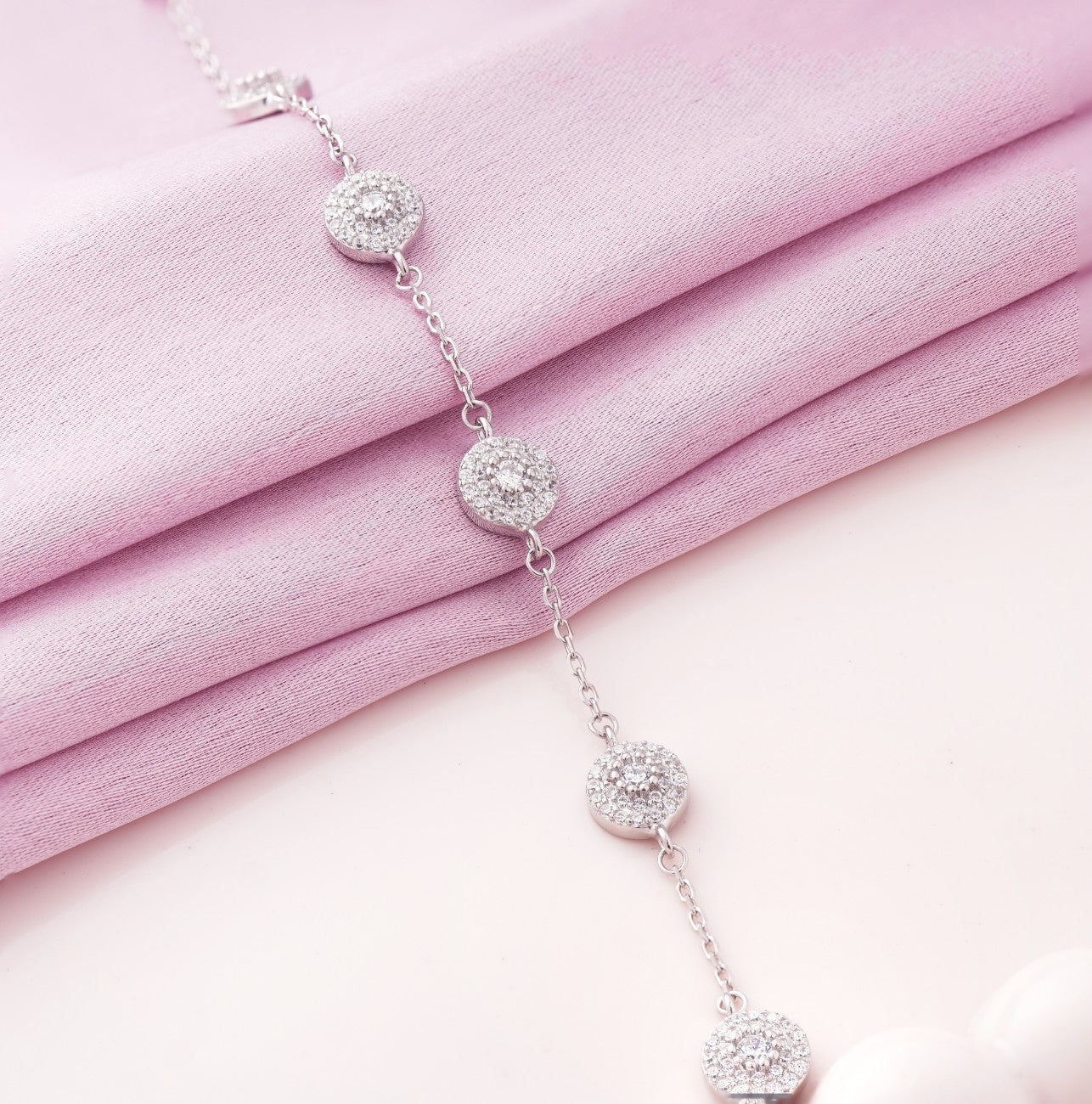 Diamond Balls Rhodium Bracelet