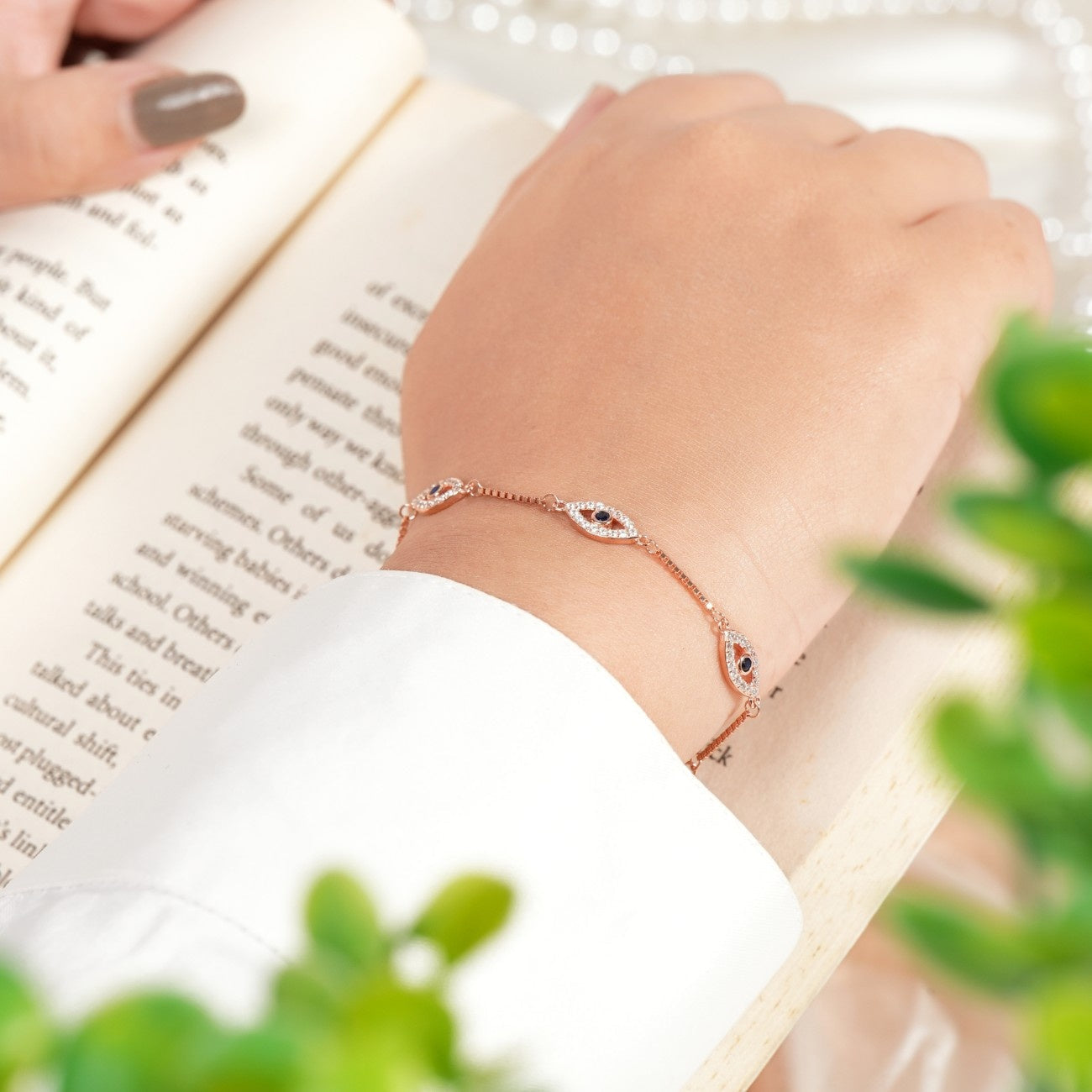 Italian Evil Eye Rose Gold Bracelet