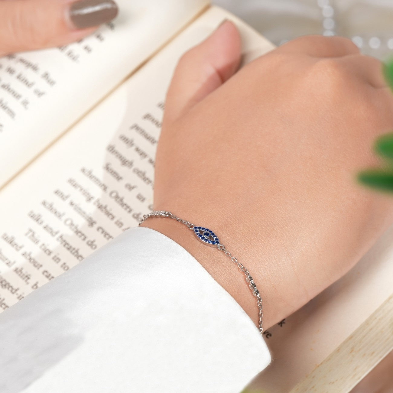 Turkish Evil Eye Rhodium Bracelet