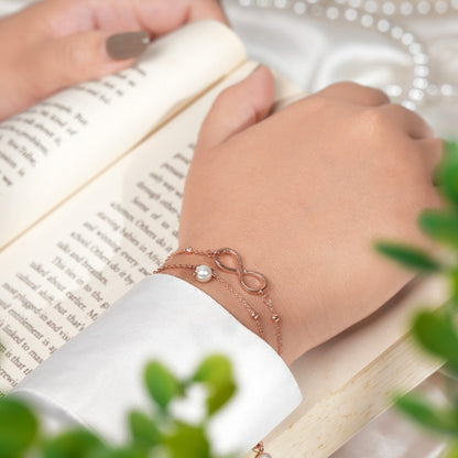 Infinity Pearl Rose Gold Bracelet