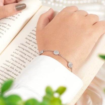 Diamond Balls Rhodium Bracelet