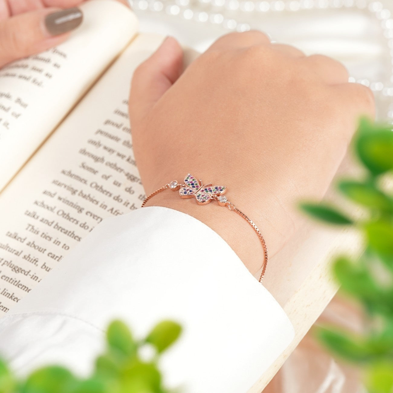 Bling Butterfly Rose Gold Bracelet