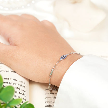 Turkish Evil Eye Rhodium Bracelet