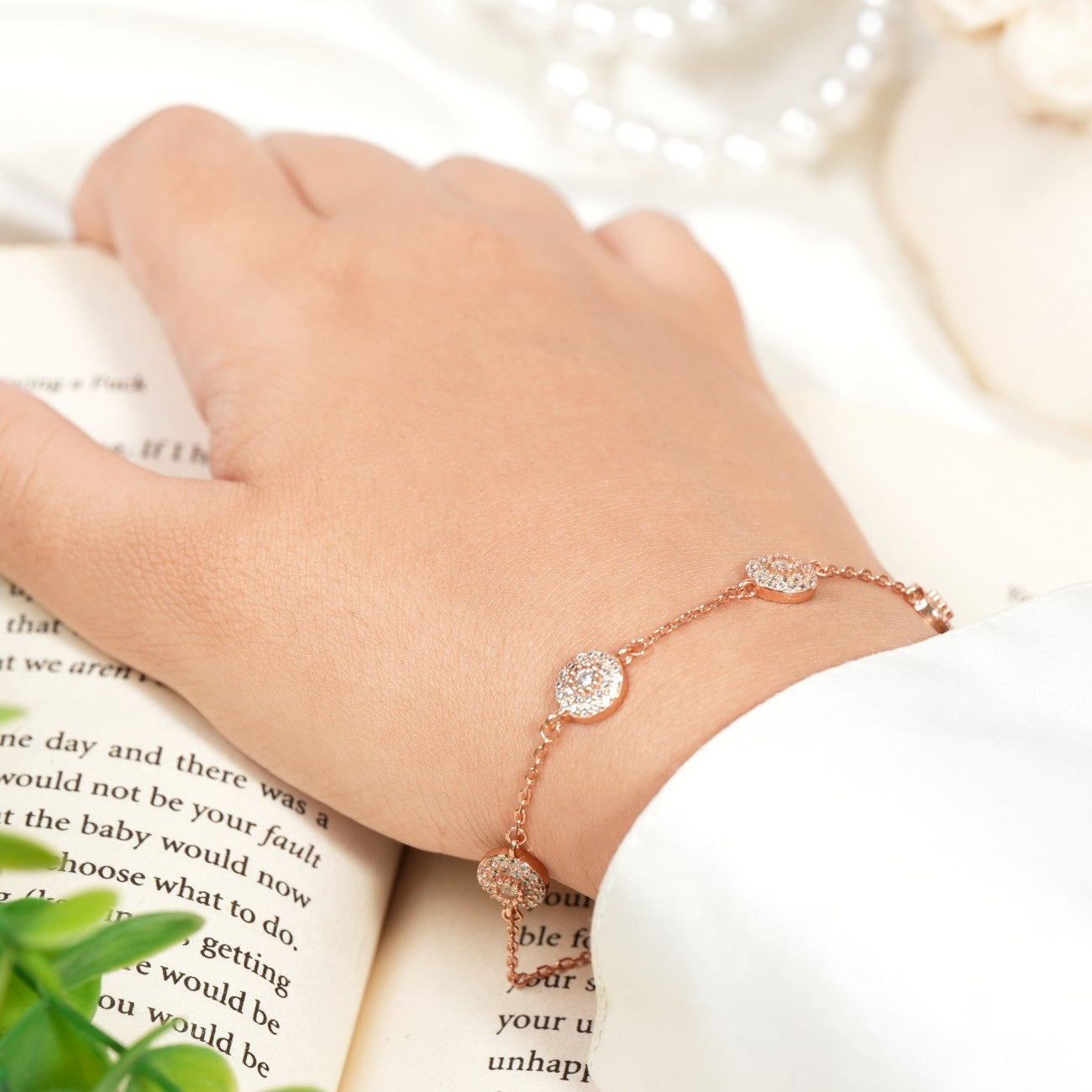 Diamond Balls Rose Gold Bracelet