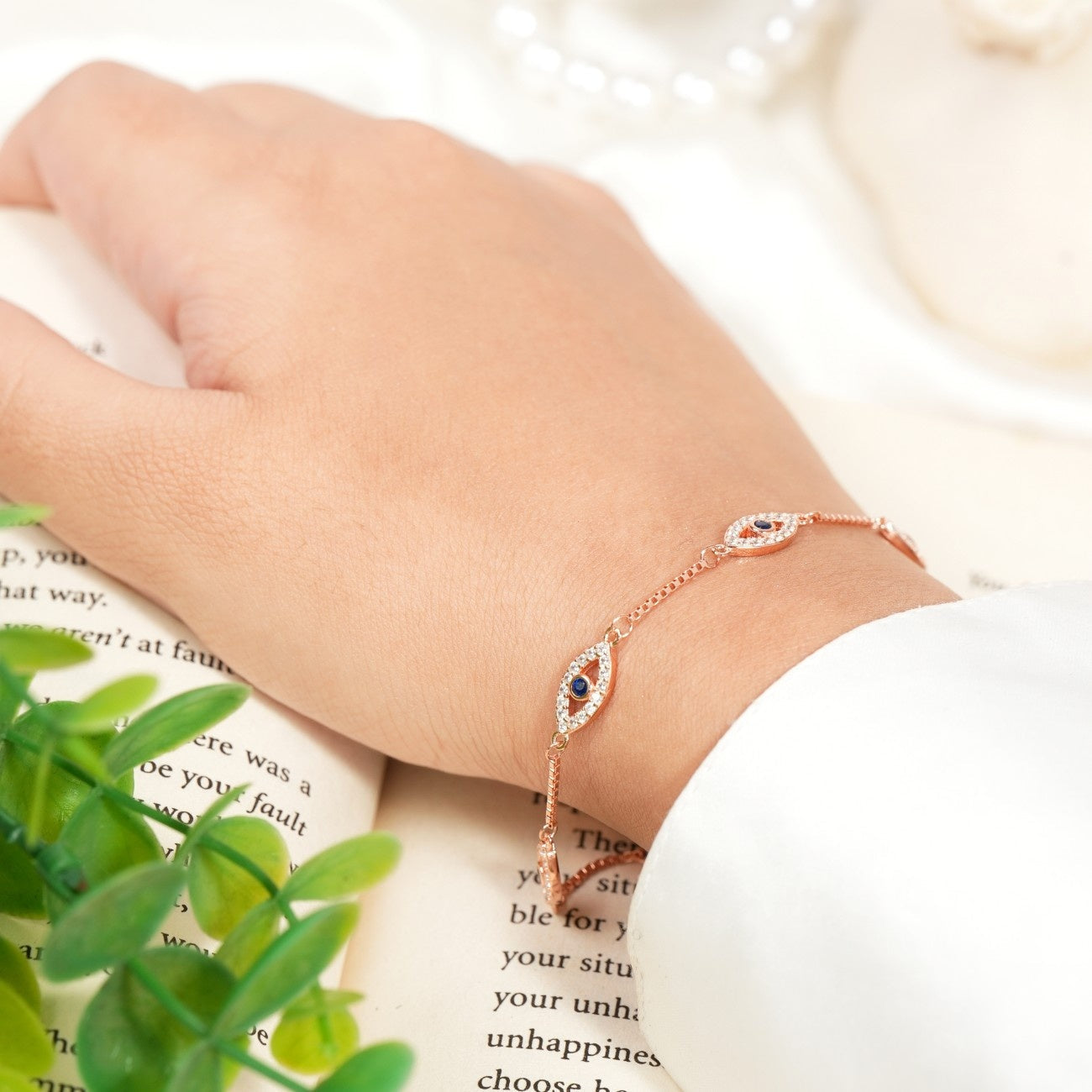 Italian Evil Eye Rose Gold Bracelet