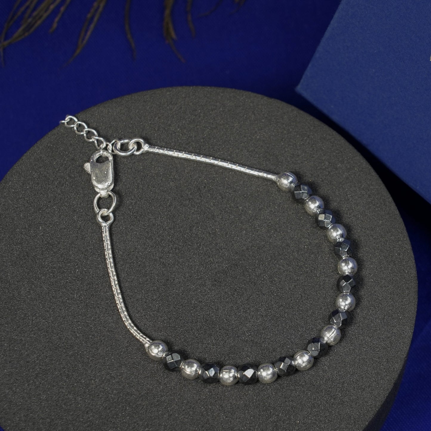 Grey CZ Stones silver bracelet
