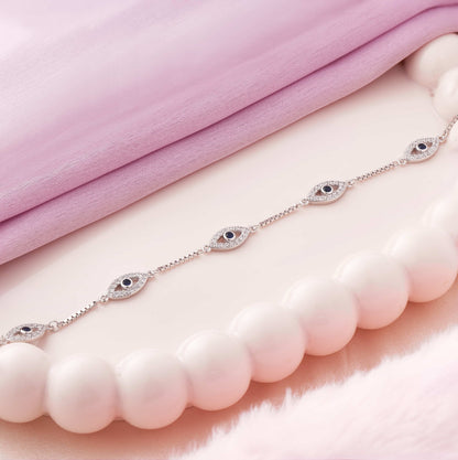 Italian Evil Eye Rhodium Bracelet