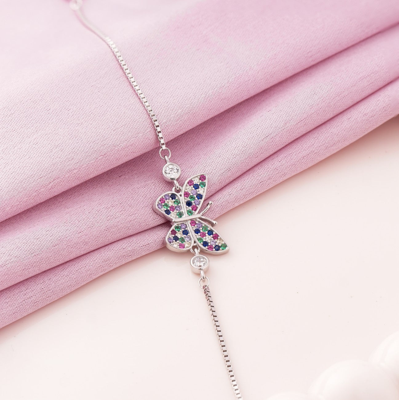 Bling Butterfly Rhodium Bracelet