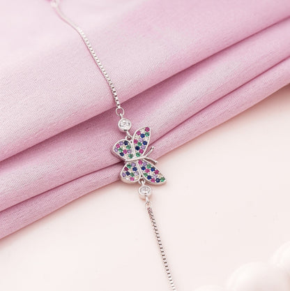 Bling Butterfly Rhodium Bracelet